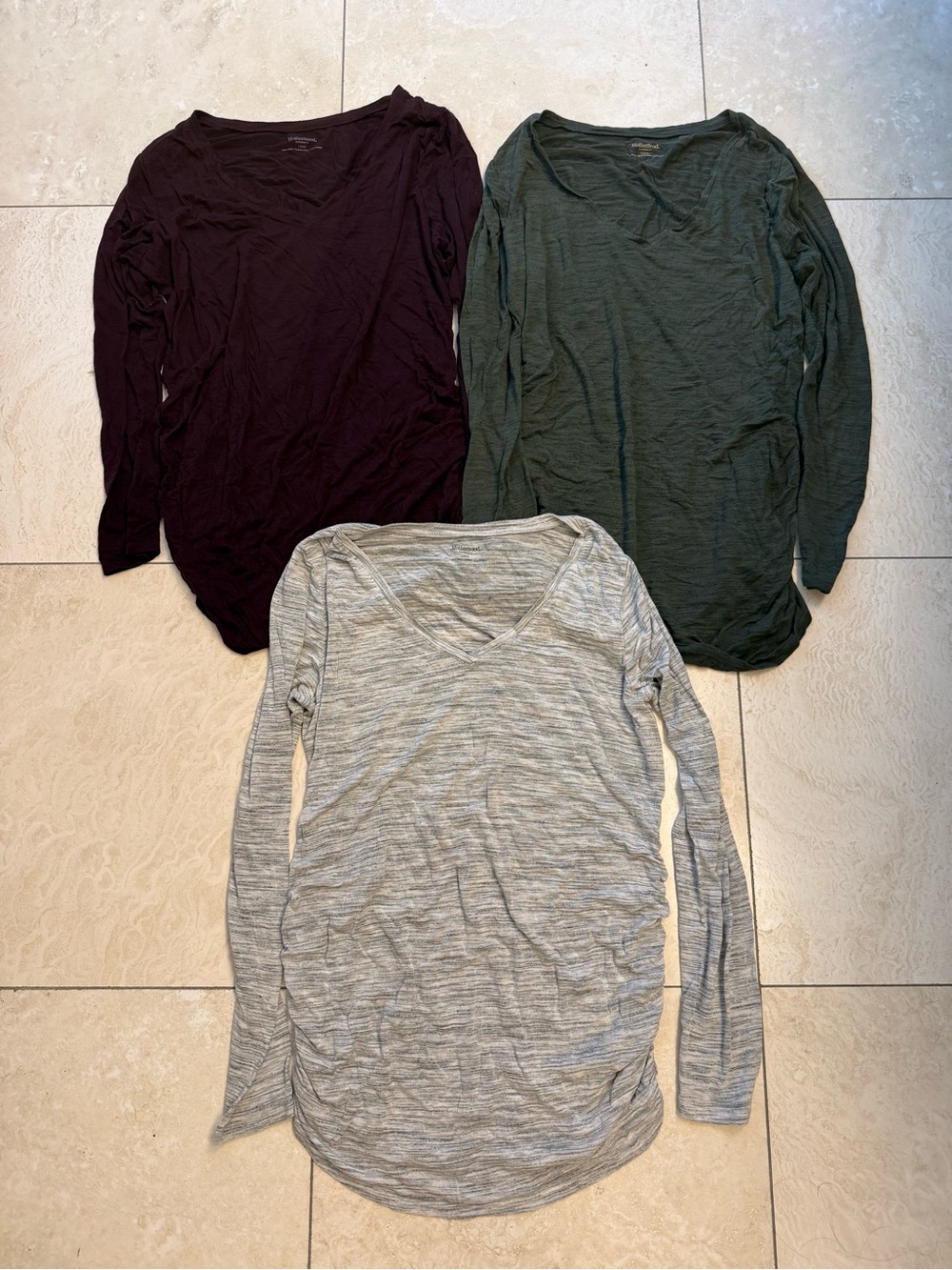 Bundle of 3 Motherhood Maternity Long Sleeve Shirts